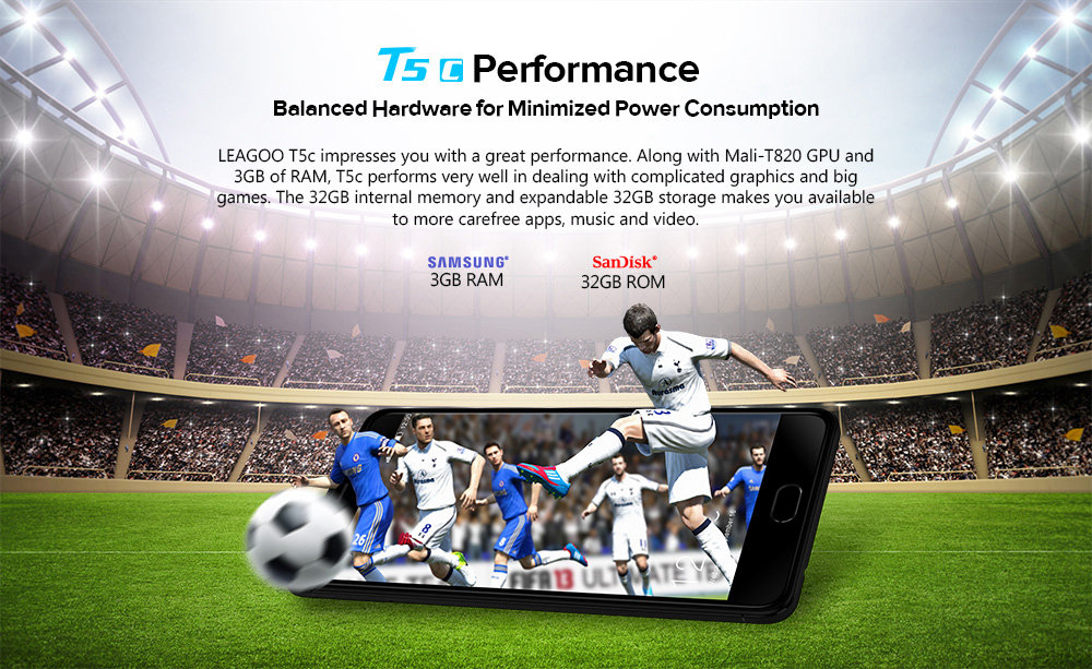 [HK Stock]LEAGOO T5C 5.5 Inch Smartphone FHD Screen 3GB 32GB SC9853 Octa Core Dual Rear Camera Android 7.0 Touch ID  Metal Unibody 3000mAh - Black
