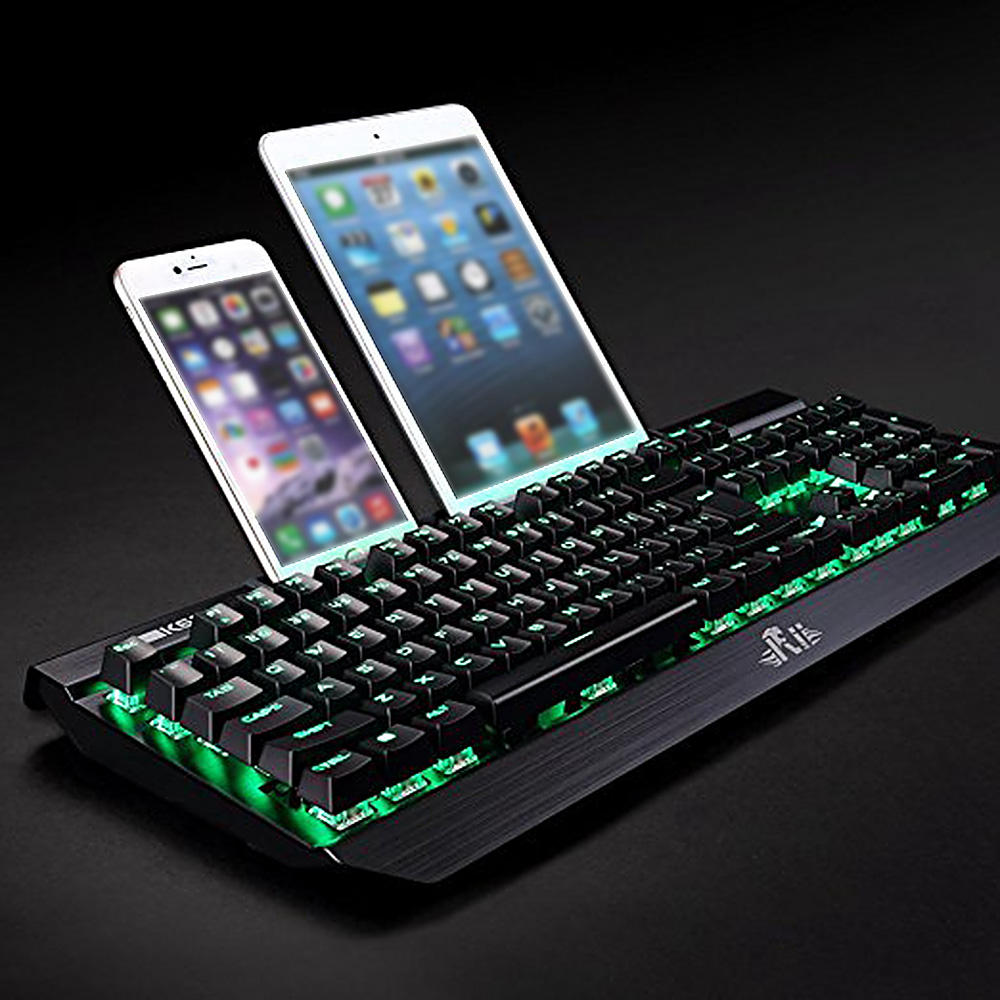 Rii K61C Wired Mechanical Gaming Keyboard 104 Keys Anti-ghosting PC Blue Switch With 3 Macro Keys Backlight - Black