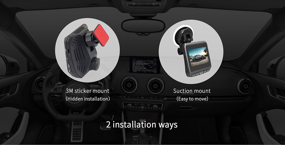 Blackview DAB211 Ambarella A12A55 OV4689 2.31 Inch LCD Dash Camera 1440P 170 Degree Wide Angle Built-in GPS With ADAS Car Night Vision Video Recorder - Black