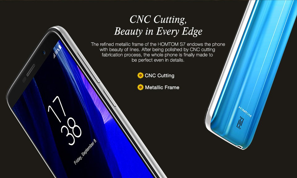 [HK Stock]HOMTOM S7 5.5 Inch Smartphone 18:9 Aspect Ratio HD Screen MT6737 Quad Core 3GB RAM 32GB ROM Dual Rear Camera Android 7.0 Touch ID 2900mAh - Blue