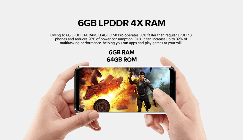 [HK Stock]Leagoo S8 Pro 5.99 Inch Smartphone 18:9 FHD+ Screen 6GB 64GB Helio P25 Octa Core Dual Rear Camera Android 7.0 Touch ID Quick Charge - Black