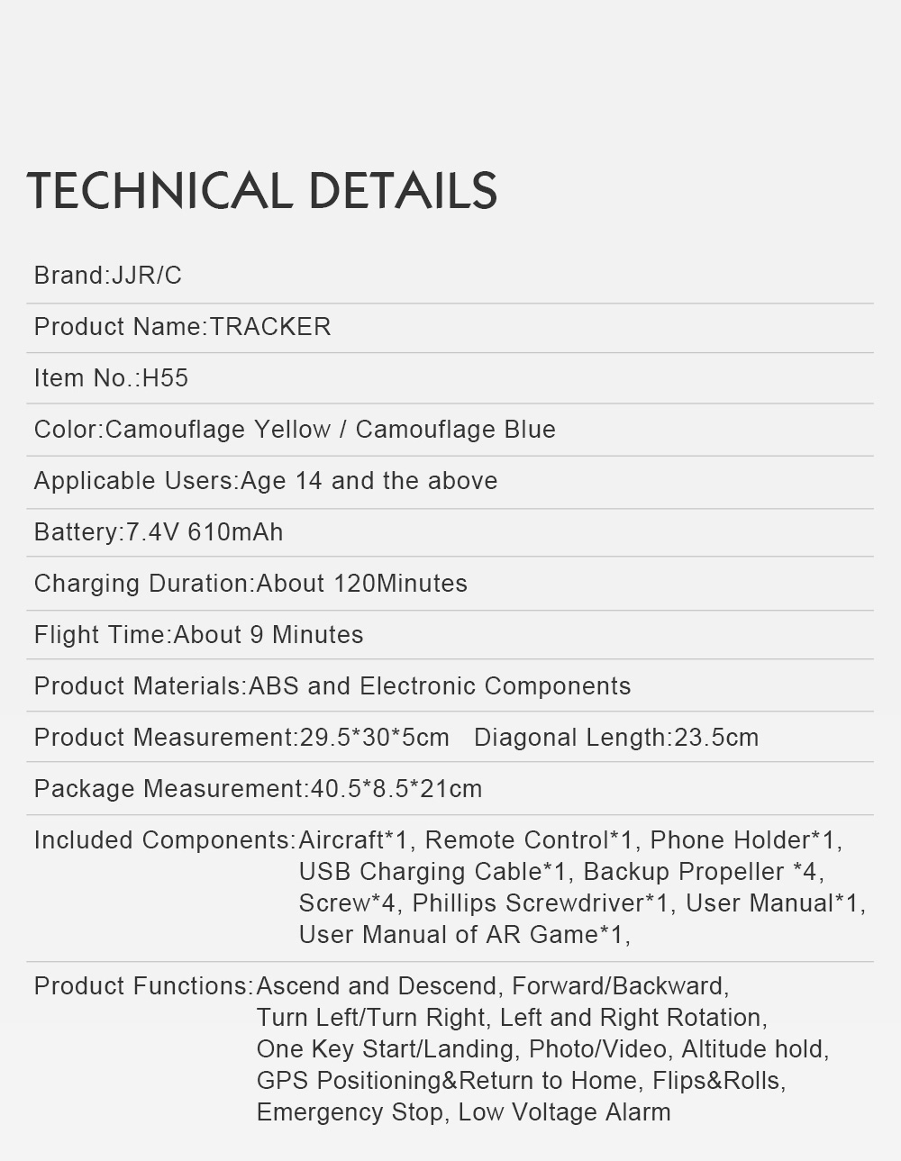 JJRC H55 TRACKER 720P WIFI FPV with GPS Positioning Brush RC Quadcopter RTF - Camouflage Yellow