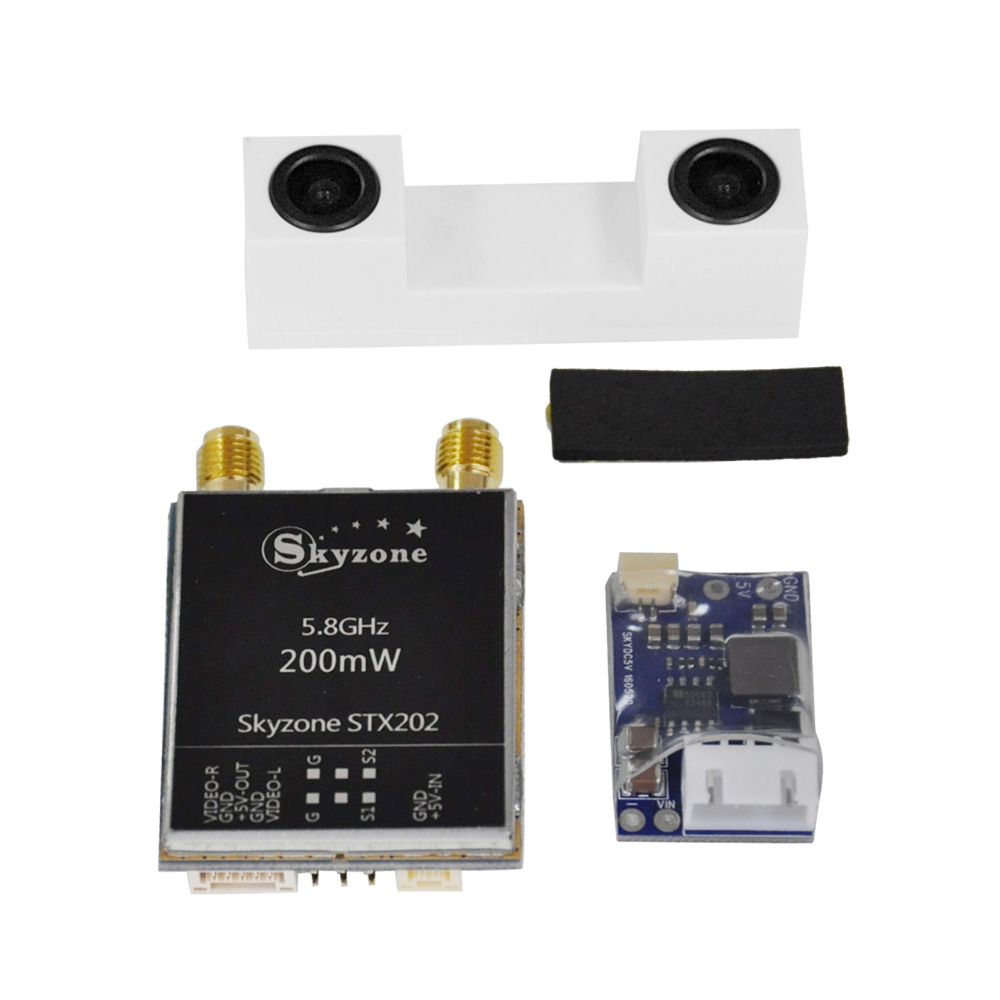 Skyzone SKY02S V+ 3D 5.8G 40CH FPV Goggles with Transmitter Camera Head Tracking HDMI DVR - White