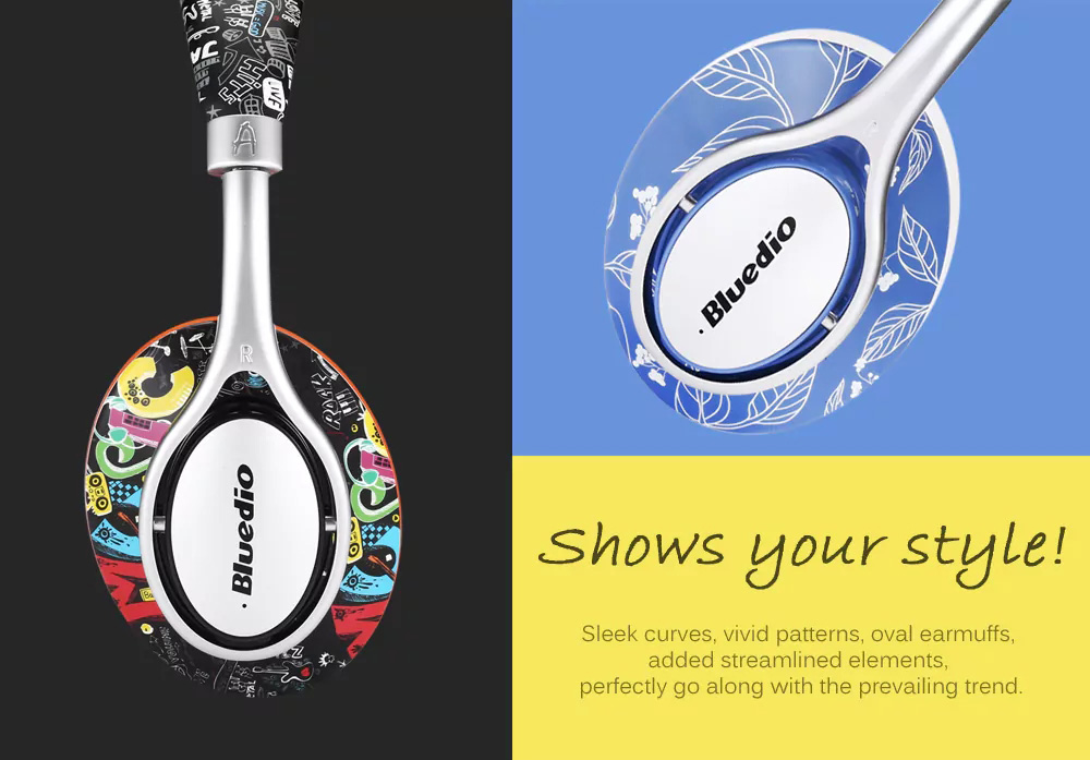 Bluedio A2 Wireless Bluetooth Headphones with Mic Type-C NICAM Sound - Blue