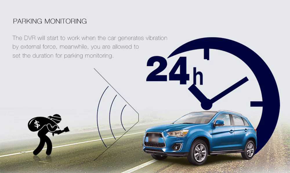 Q1 NTK96658 Sony IMX323 2.45 Inch IPS Dash Camera 1080P FHD 170 Degree Wide Angle Night Vision HDMI Car Video Recorder - Black