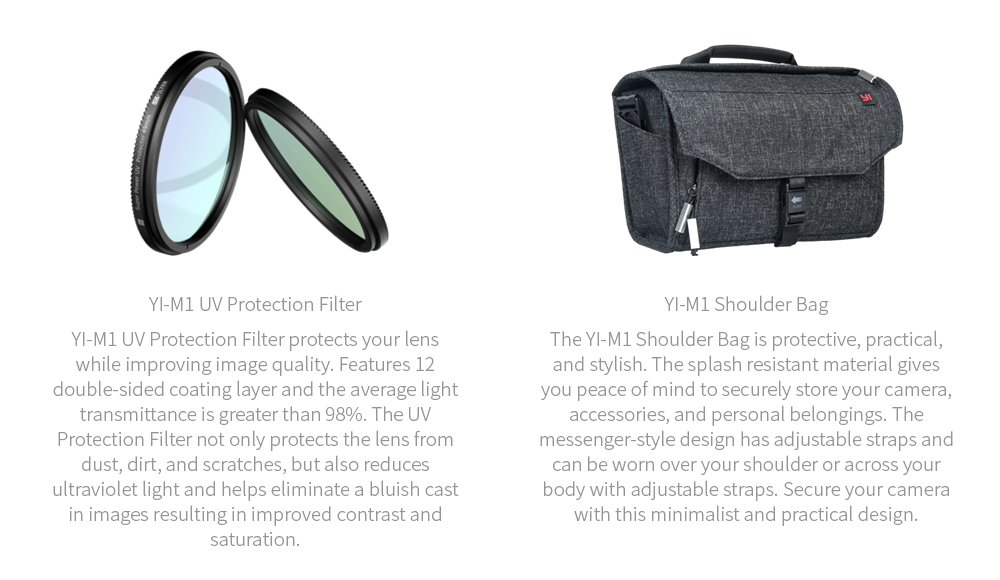 [HK Stock]Original YI M1 Mirrorless Camera Dual Lens WiFi 4K IMX269 Sensor 20MP 3.0" Touch Screen App Control - Black