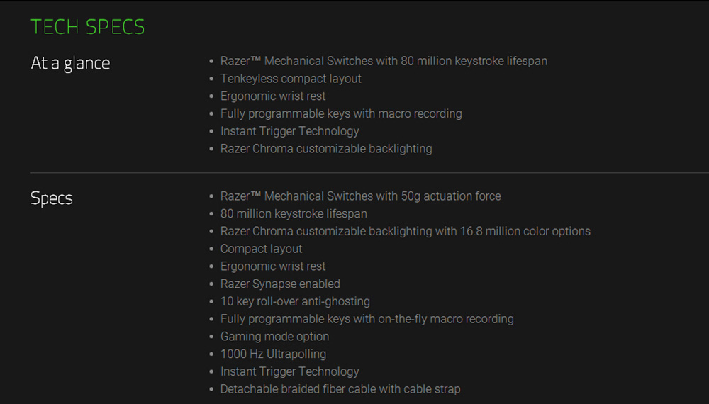 [HK Stock] Razer BlackWidow Tournament Edition Chroma V2 Wired Mechanical Gaming Keyboard RGB Tactile Clicky Razer Green Switches With Wrist Rest - Black