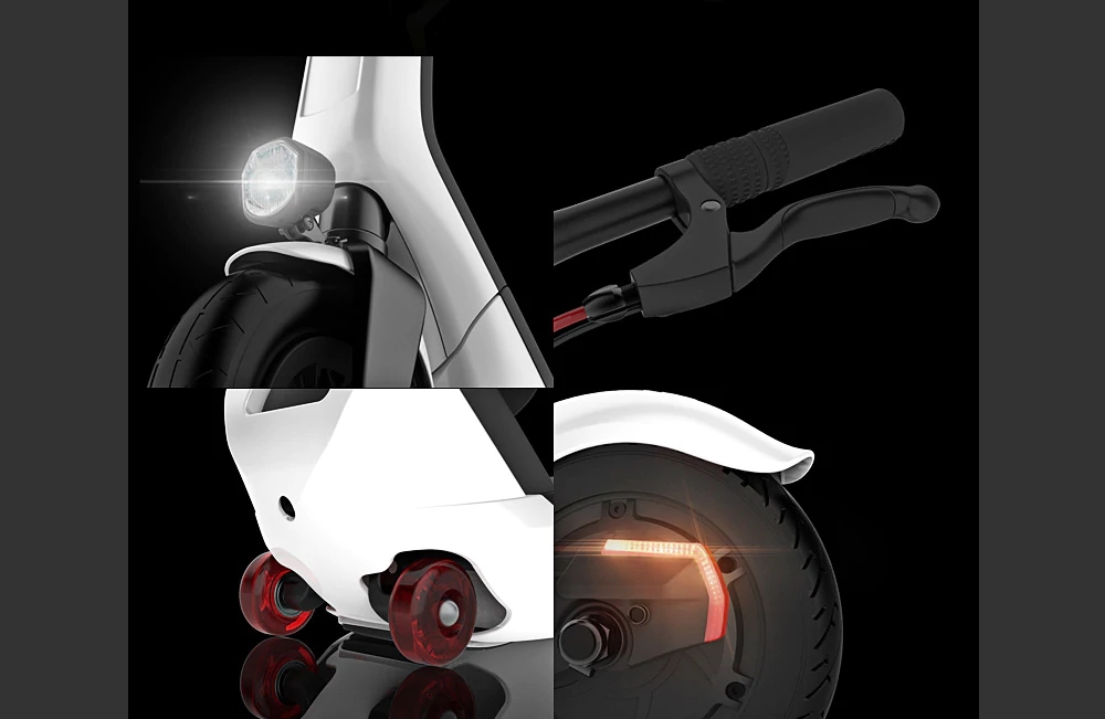 Original Xiaomi EUNI ES808 8 inch Tire 5.2Ah Folding Electric Scooter Waterproof Intelligent BMS Dual Braking System With Display Screen - White