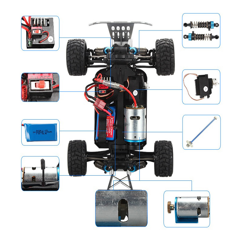 WLtoys A969-B 2.4G 1:18 4WD Brushed Off-road Vehicles RC Car RTR - Blue