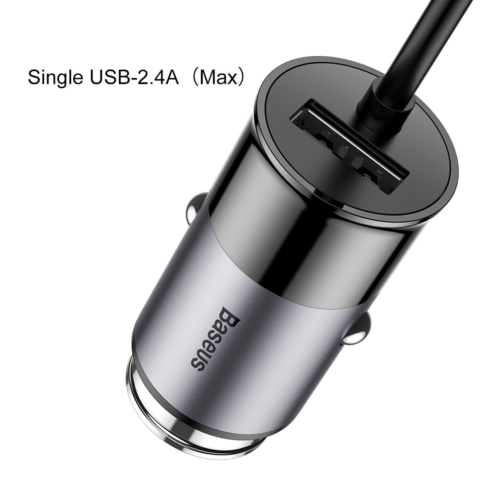 Baseus CCTON-01 Multi-functional Car Charger 4 USB Ports 5.5A With Cable Widely Compatible - Gray