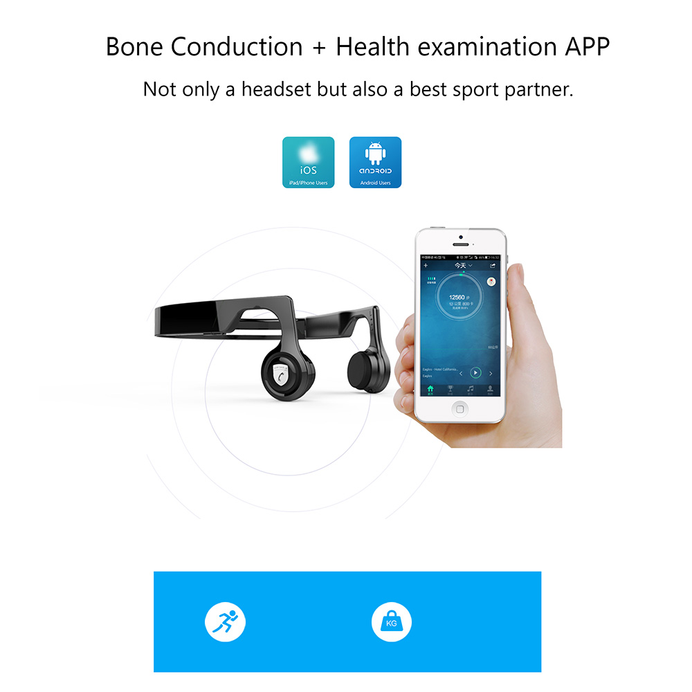 Bone Conduction ES268 Headphones with Mic Black