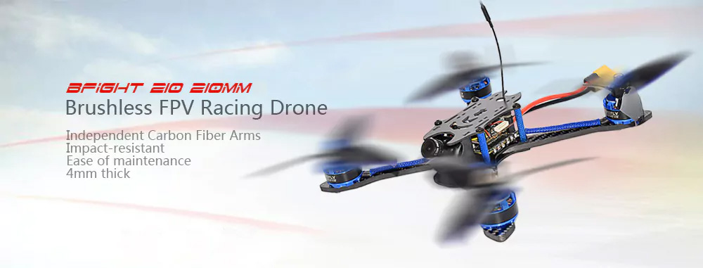 BFight 210 Brushless FPV Racing Drone 5.8G 40CH Omnibus F3 Pro OSD 30A BLHeli_S DSM2/DSMX Receiver - BNF