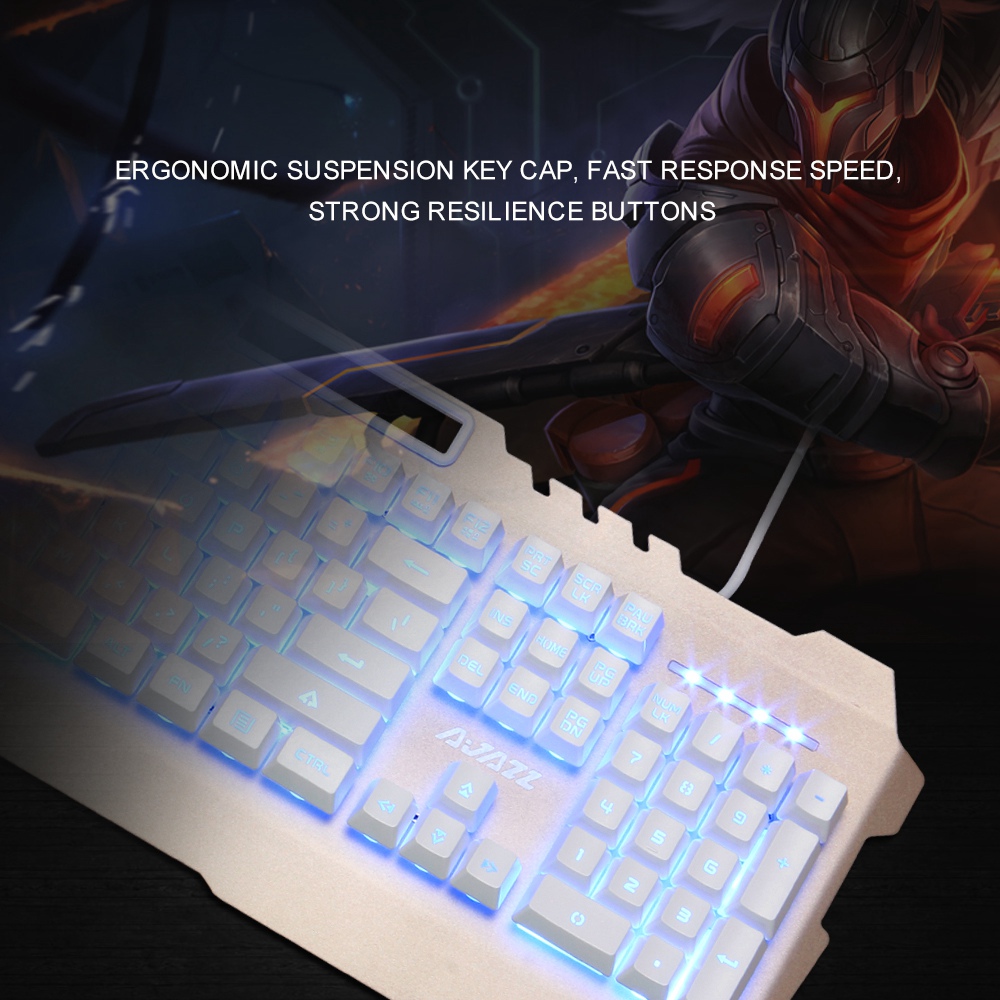 Ajazz Wired Membrane Keyboard 19-keys Anti-Ghosting Waterproof With Colorful Backlights 104 Keys - White