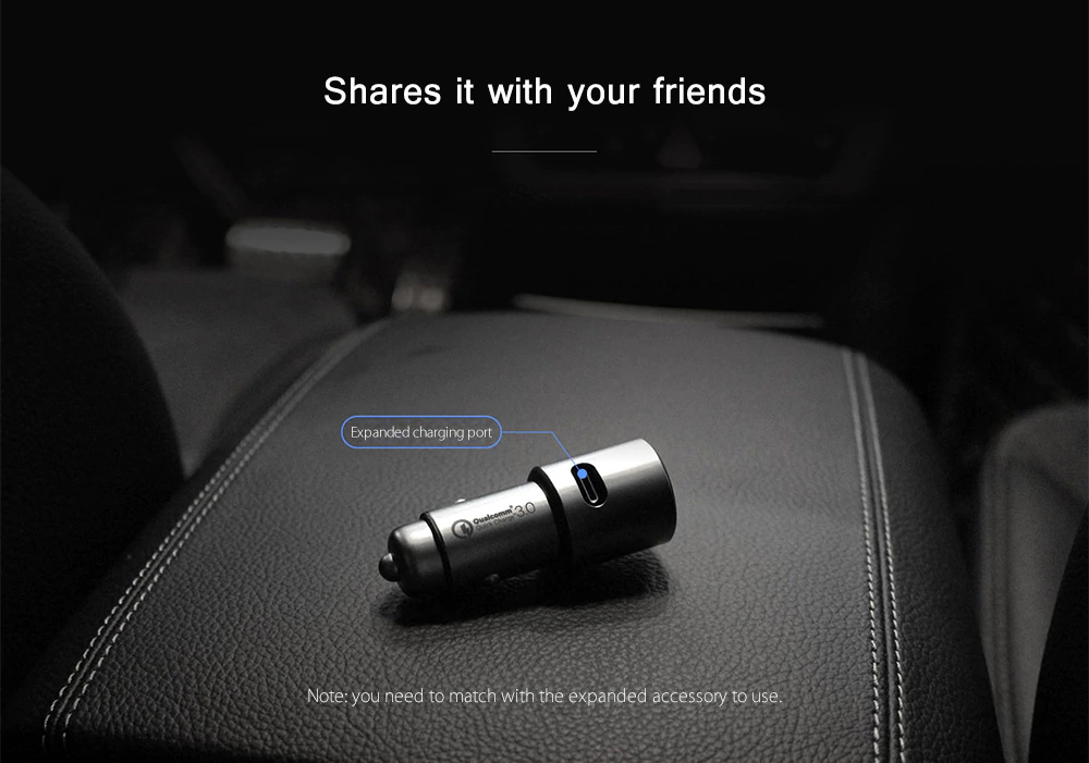 Original Xiaomi Car Charger Fast Charge Version QC3.0 Dual USB Ports Temperature Control Multiple Protections - Silver