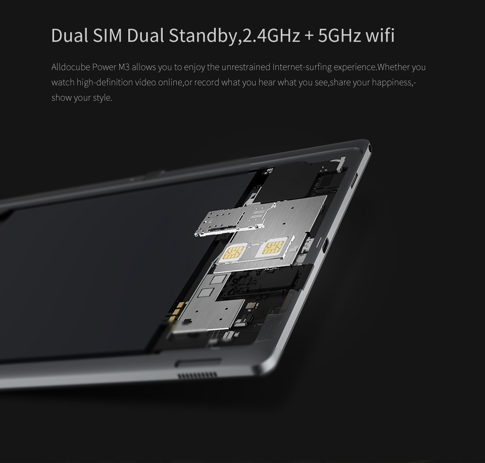 ALLDOCUBE Power M3 4G Android Phablet MT6753 Quad Core 1.5GHz 10.1 Inch  2GB RAM 32GB ROM Dual SIM Dual Camera Wifi - Black/Gray