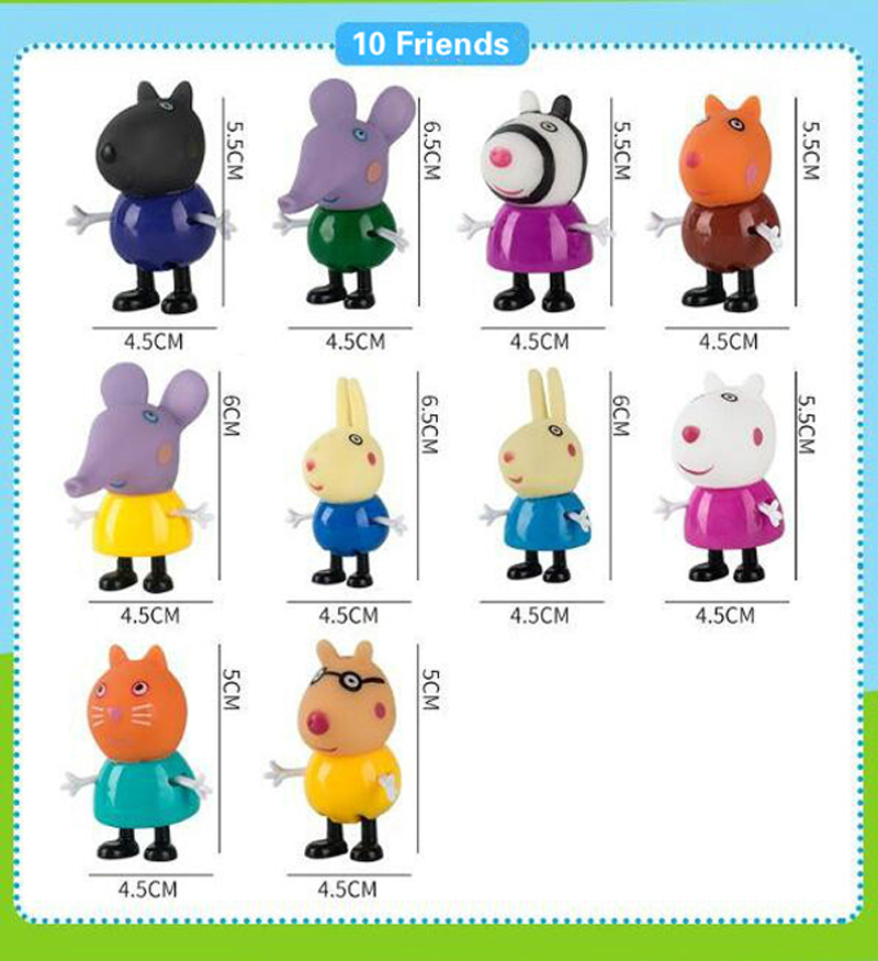 17PCS Peppa Pig Family and Friends Dolls Action Figure Toys