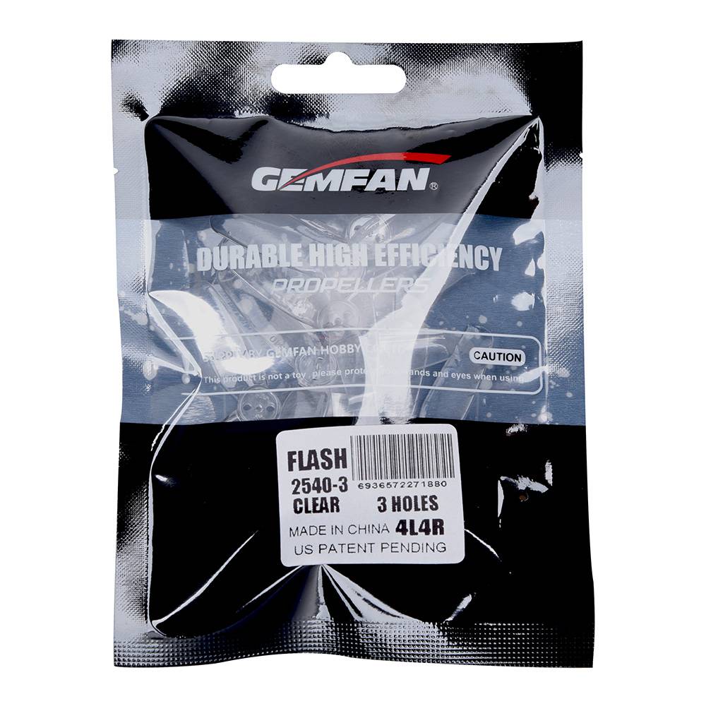 Gemfan Flash 2540 CW CCW 3-Blade Propeller 1.5mm Mounting Hole for Racing Quadcopter - Transparent