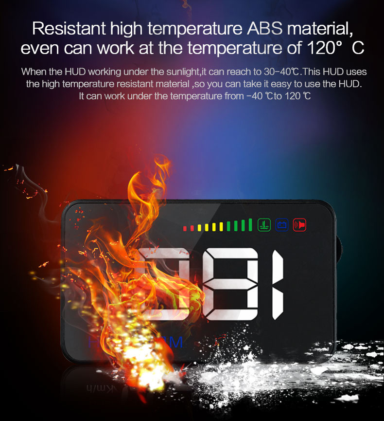 A500 3.5 Inch OBD2 HUD Car Display Vehicle Screen Water Temperature Alarm Car Speedometer Alarm - Black