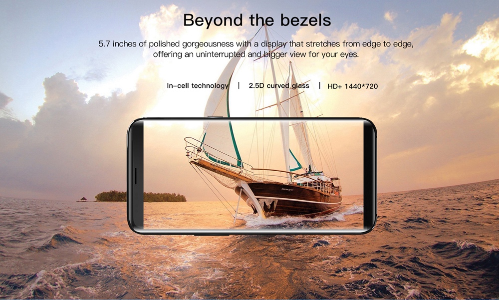 [Package B]UHANS i8 5.7 Inch Smartphone 18:9 HD+ Full Screen 4GB 64GB MT6750T Octa Core Dual Rear Camera Android 7.0 (Black) + Silicone Case + Tempered Glass