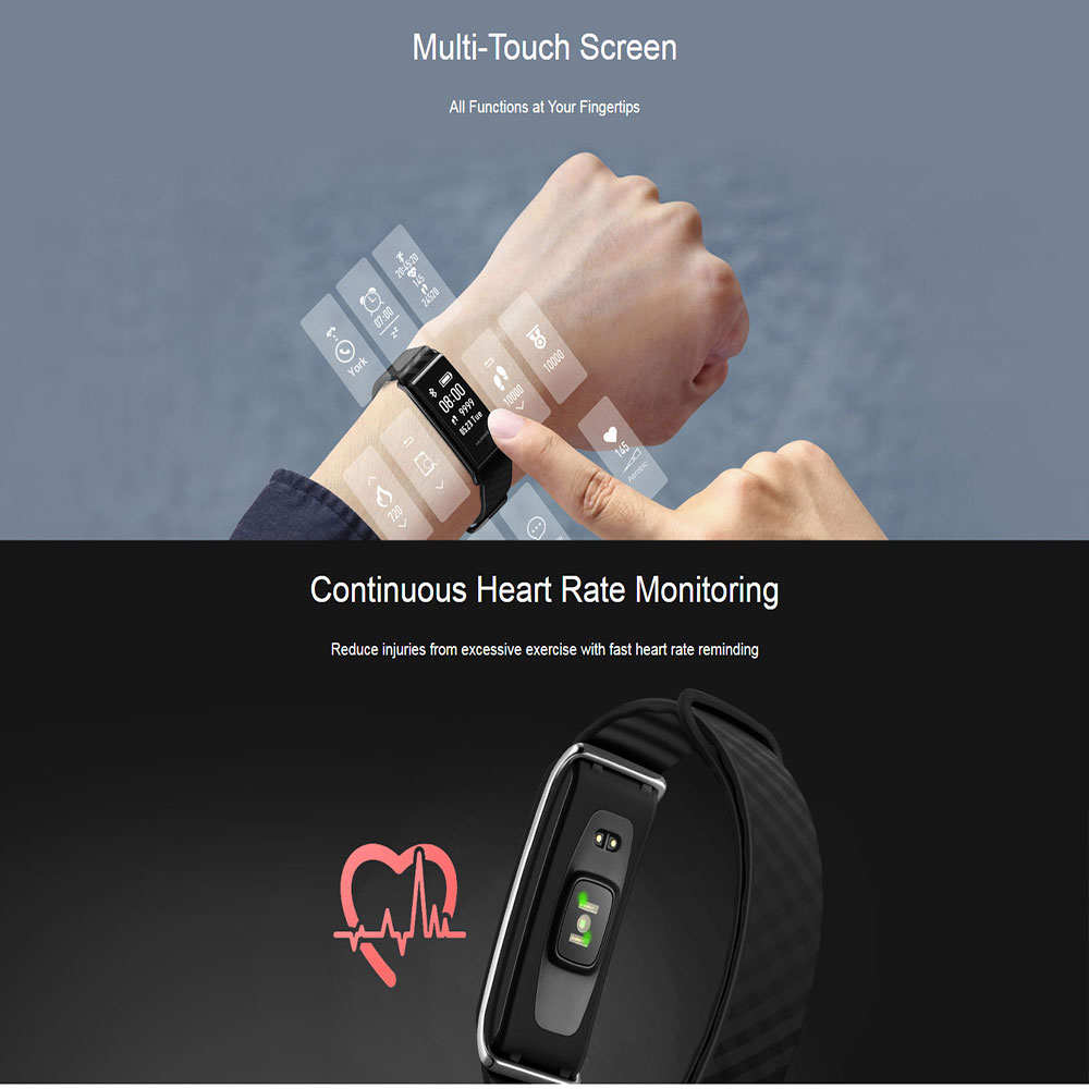 Huawei Honor A2 Smart Wrist Band Heart Rate Monitor Fitness Tracker IP67 Water Resistant Bluetooth Compatible with Android iOS - Black