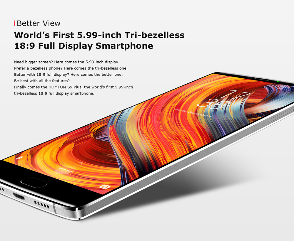 [HK Stock]HOMTOM S9 Plus 5.99 Inch Smartphone 4GB 64GB MT6750T Octa Core 16.0MP + 5.0MP Dual Rear Camera Android 7.0 Touch ID 4050mAh Fast Charge - Blue