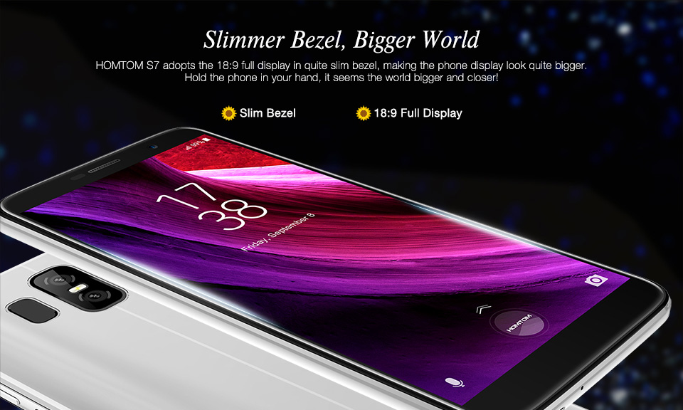 [HK Stock]HOMTOM S7 5.5 Inch Smartphone 18:9 Aspect Ratio HD Screen MT6737 Quad Core 3GB RAM 32GB ROM Dual Rear Camera Android 7.0 Touch ID 2900mAh - Silver