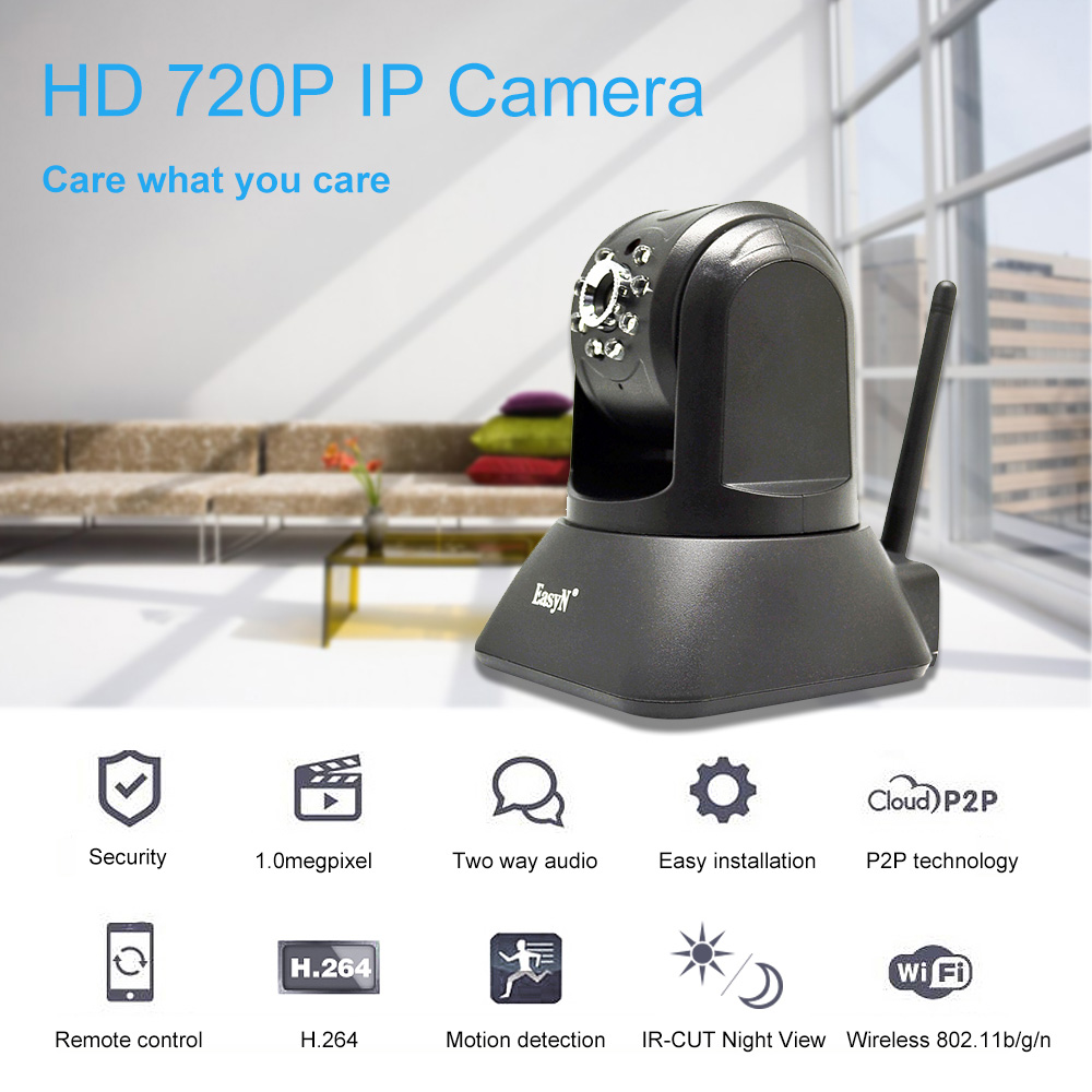 EasyN A196 720P WiFi IP Camera 1.0MP 1/4' CMOS 2.8mm Lens Night Vision Camer Motion Detection P2P Onvif Security Camera
