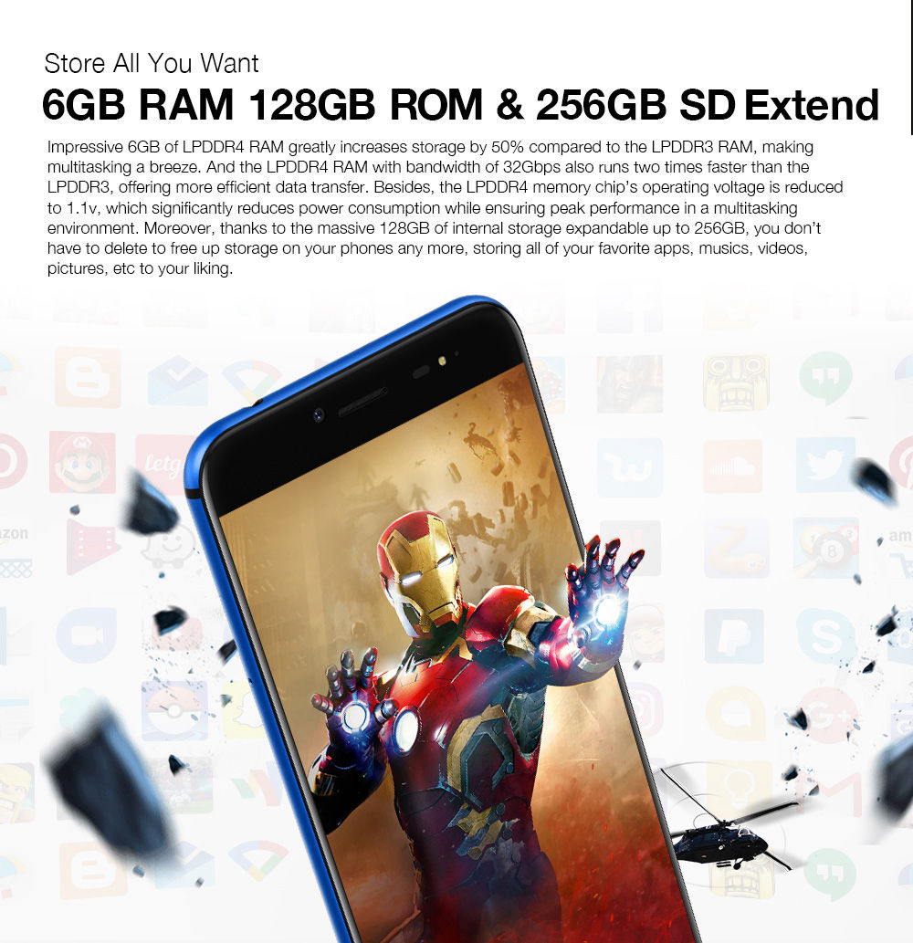 [HK Stock][Global Version]Ulefone T1 5.5 Inch 4G LTE Smartphone Helio P25 Octa Core 2.6Ghz  6GB 128GB 16.0MP Dual Rear Cam Android 7.0 Type-C NXP HiFi Audio - Red Blue