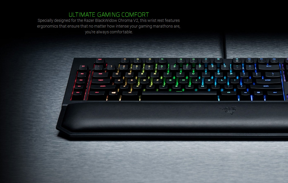 [HK Stock] Razer BlackWidow Chroma V2 Wired Mechanical Keyboard RGB Wrist Rest Tactile Silent Razer Orange Switches US Layout - Black
