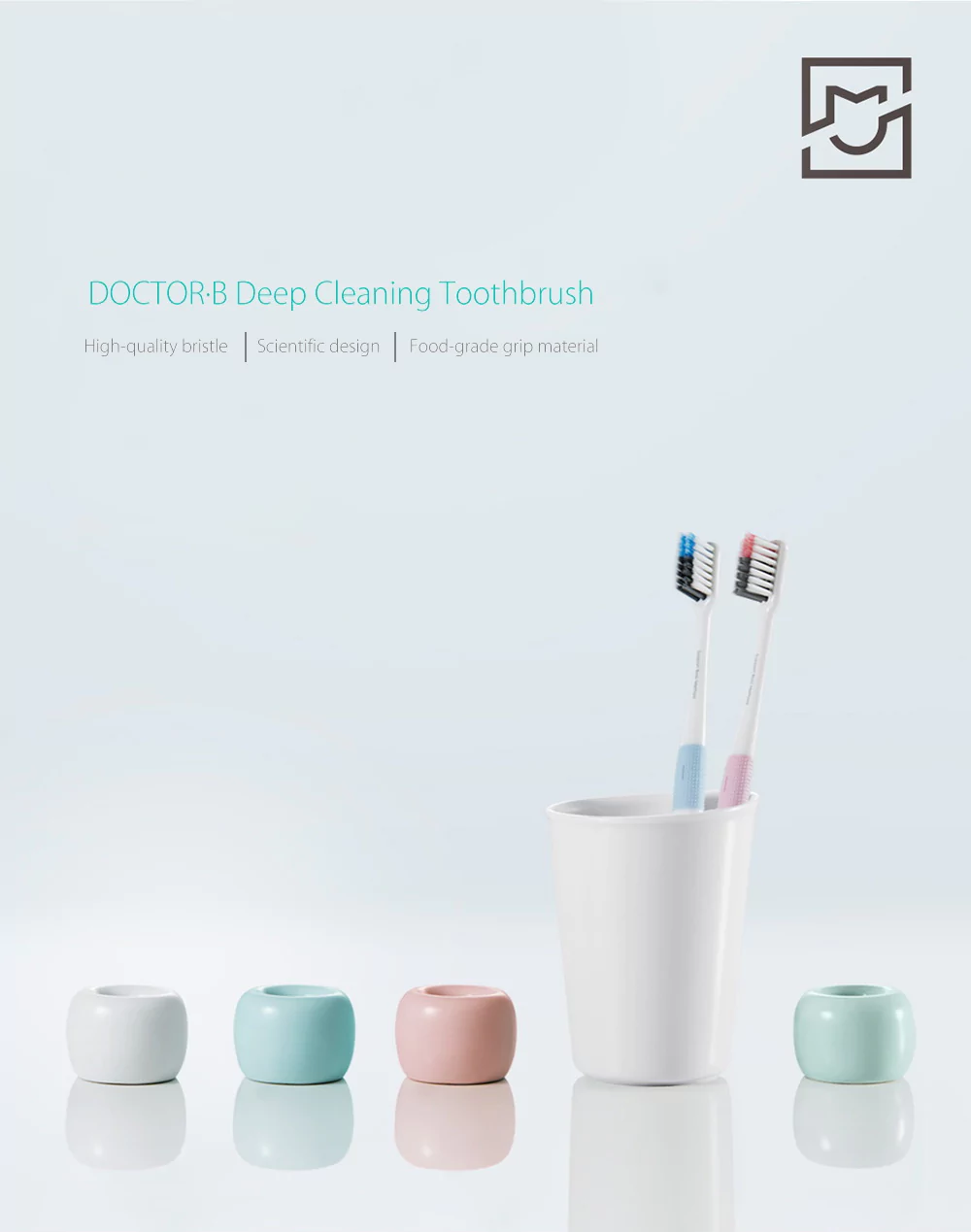 Xiaomi Doctor Bei Bass Toothbrush Handle Manual Eco-friendly Toothbrush -Blue