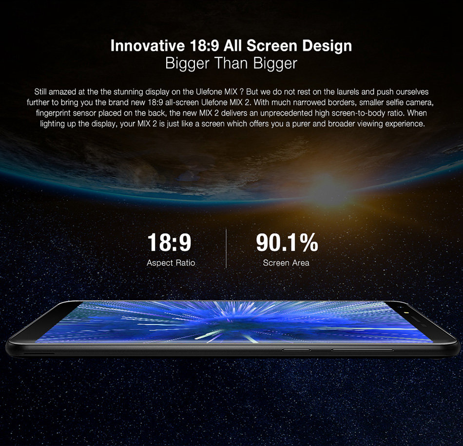 [HK Stock]Ulefone MIX 2 5.7 Inch 4G LTE Smartphone 18:9 HD+ Screen 2GB 16GB MT6737 Quad Core Dual Rear Cameras Android 7.0 3300mAh Touch ID VoLTE - Blue