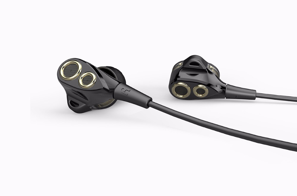 UIISII T8 In-ear Earphones with Mic Stereo Dual Dynamic Drivers Strong Bass Noise Reduction - Black