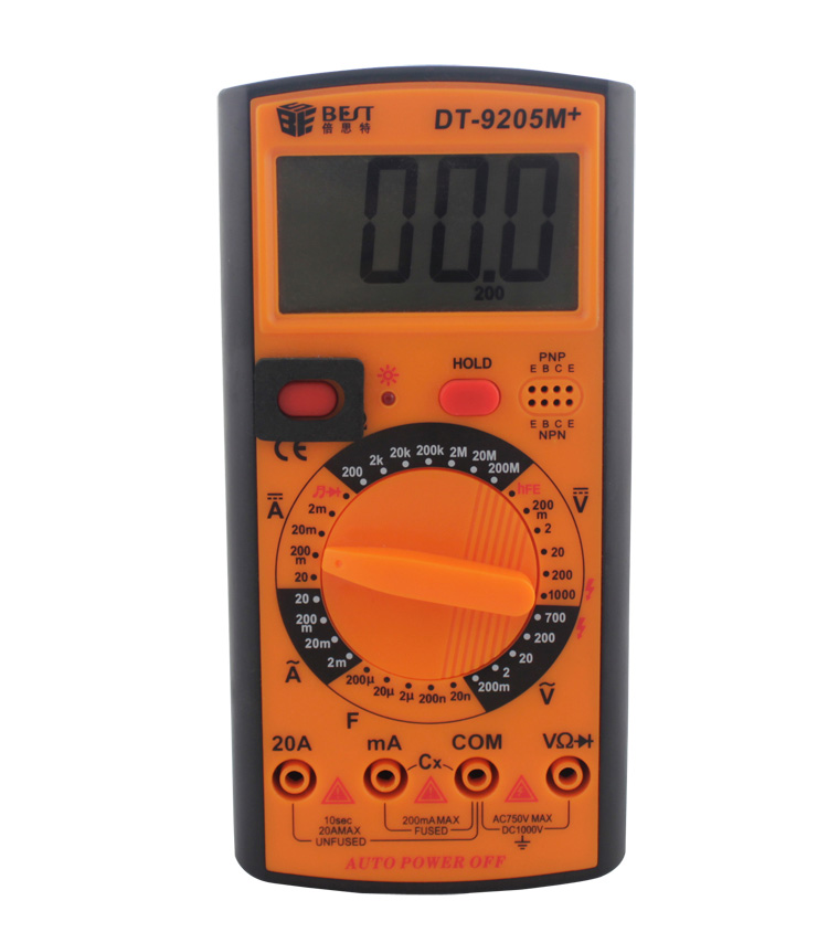 BEST DT-9205M+ LCD Digital Multimeter for AC DC Voltage Current Resistance Capacitance