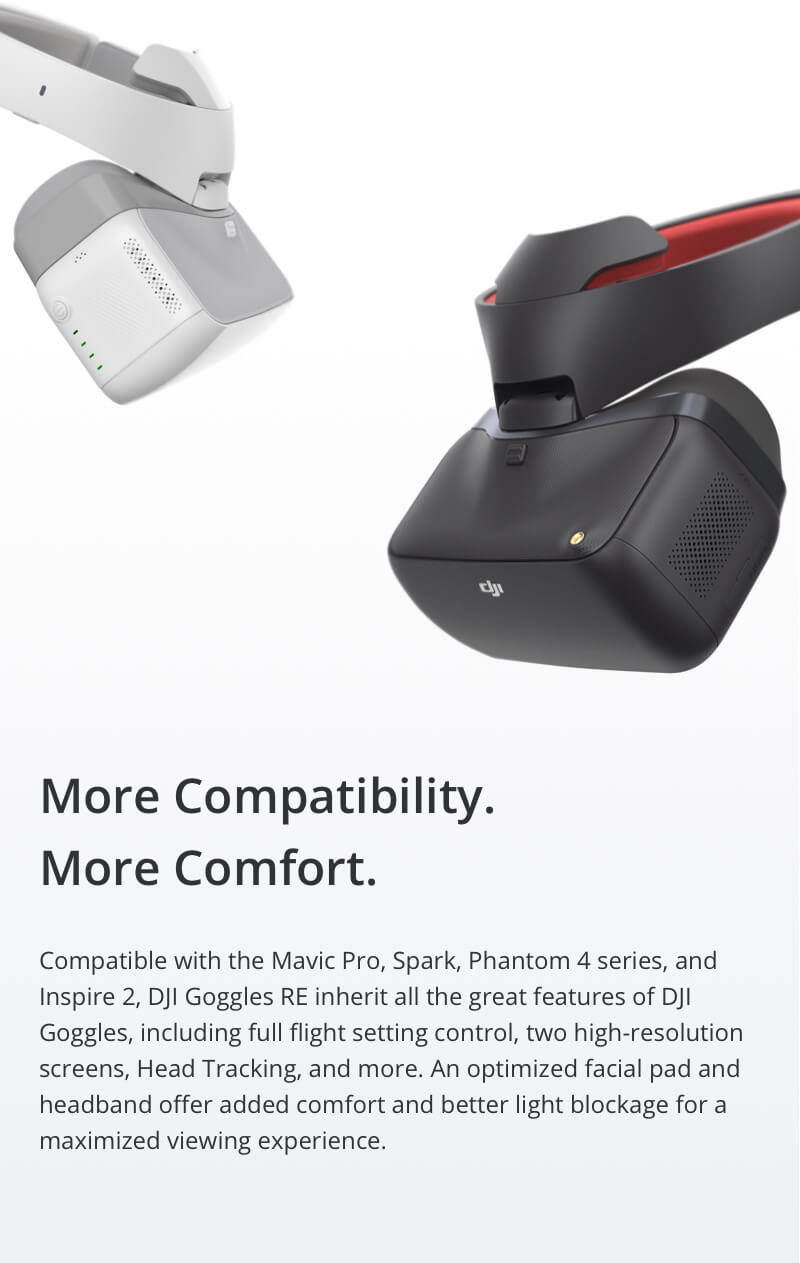 DJI Goggles Racing Edition 5 Inches Head Tracking FPV Glasses for DJI Mavic Pro/Spark/Phantom 4/Inspir 2 - Black