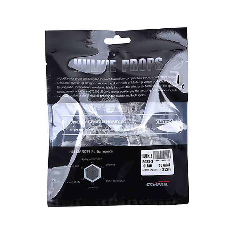 Gemfan 5055 Hulkie Series 3 Blade Props Clear (new) - Inc
