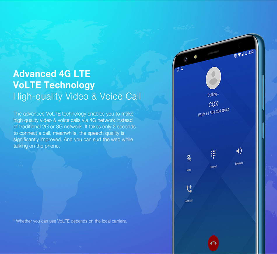 [HK Stock]Ulefone MIX 2 5.7 Inch 4G LTE Smartphone 18:9 HD+ Screen 2GB 16GB MT6737 Quad Core Dual Rear Cameras Android 7.0 3300mAh Touch ID VoLTE - Blue