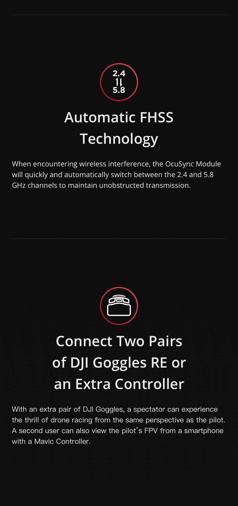 DJI Goggles Racing Edition 5 Inches Head Tracking FPV Glasses for DJI Mavic Pro/Spark/Phantom 4/Inspir 2 - Black