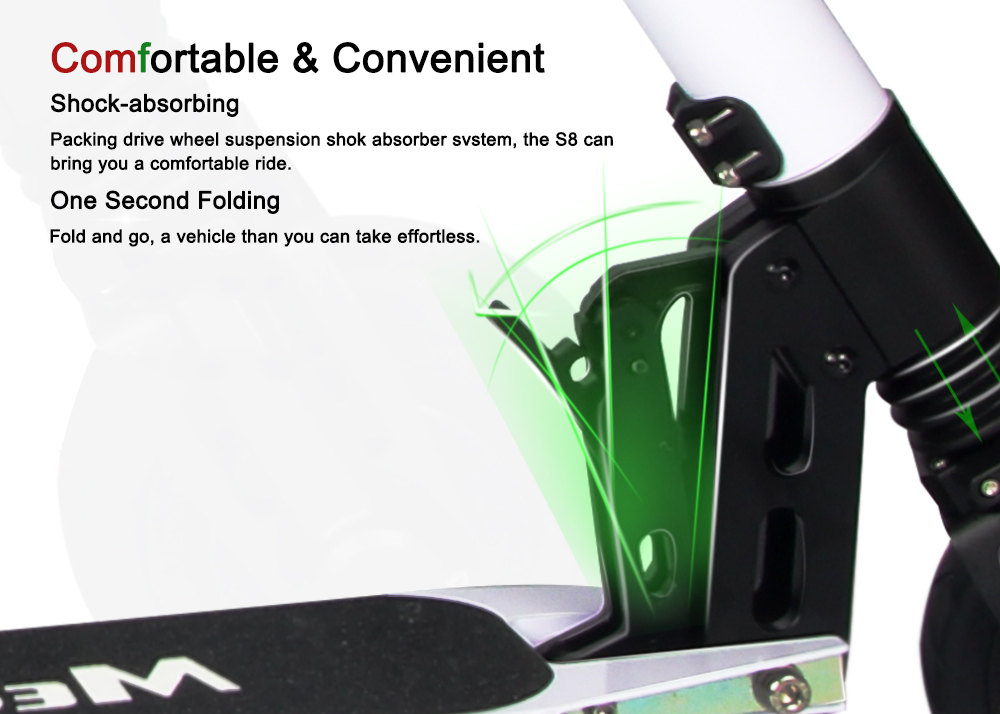 [DE Stock] Megawheels S8 Foldable Electric Scooter ROHS Certification 2 Wheels 6600mAh Battery For Adults EU Plug - Black