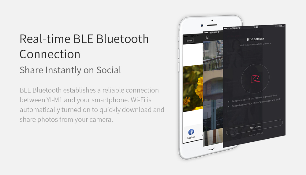 [HK Stock]Original YI M1 Mirrorless Camera Dual Lens WiFi 4K IMX269 Sensor 20MP 3.0" Touch Screen App Control - Black