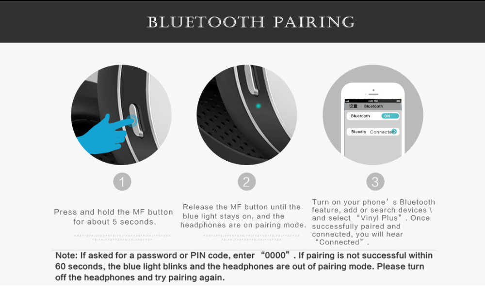 Bluedio Vinyl Plus Wireless Bluetooth Headphones with Mic 3D Sound - Black