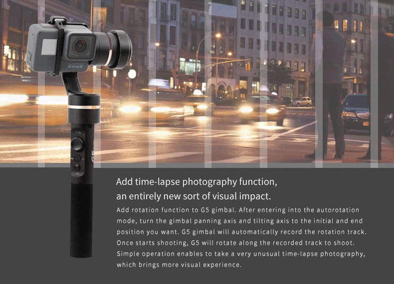 Feiyu Tech G5 3-Axis Splash-proof Brushless Handheld Gimbal for Gopro HERO 5 HERO 4 Action Cameras of Similar Size