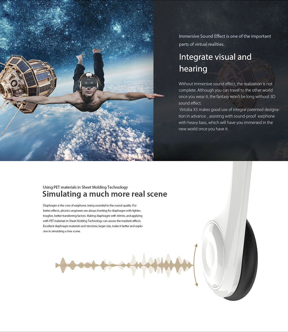 Virtoba X5 VR Virtual Reality Headset IPD Adjustable 120 Degrees FOV  Immersive VR Virtual Reality Movie Video Game Headset for 4-6 Inch Smartphone