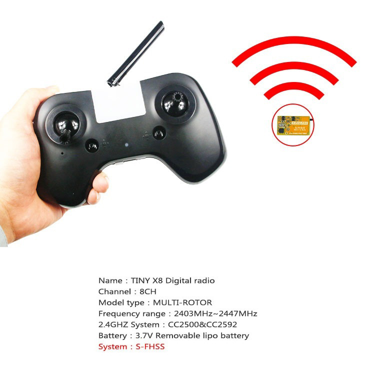 KINGKONG/LDARC TINY X8 2.4G 8CH S-FHSS Digital CC2500 Transmitter with RX800-PRO Receiver Board - Mode 2