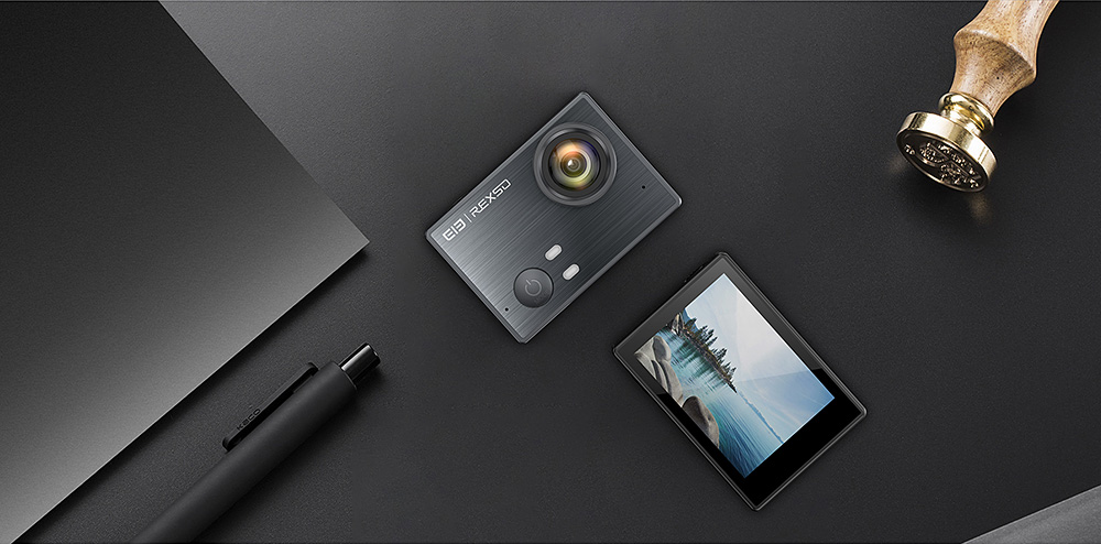 [HK Stock] Elephone REXSO Explorer K HiSilicon HI3559 Panasonic MN34120 Action Camera 2.0 Inch Display 4K WiFi Waterproof 170 Degree Wide Angle - Black