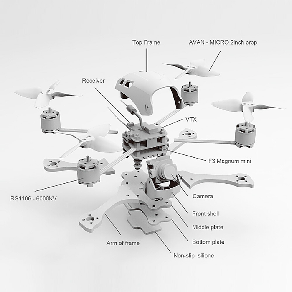 EMAX BABYHAWK R Brushless FPV Racing Drone 5.8G 40CH F3 FC OSD 12A Blheli_S 4 In 1 ESC Frsky D8 Receiver - BNF