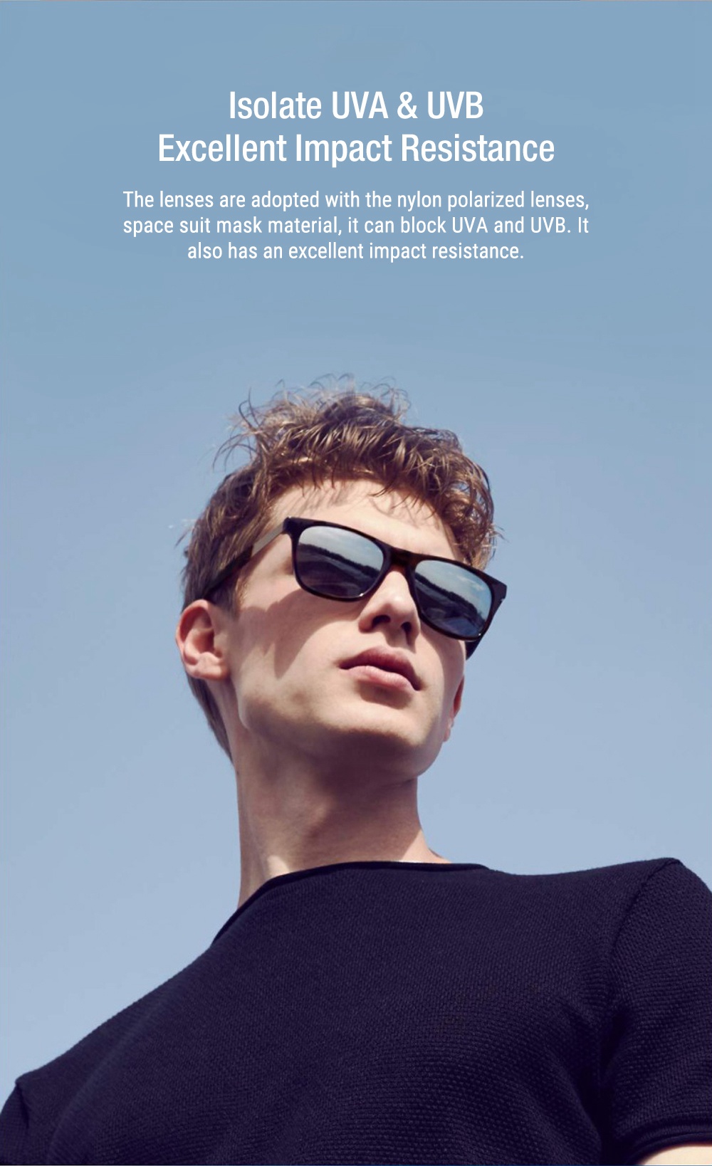 Xiaomi Mijia TS Travelers Sunglasses Prevent UVA UVB Protection Polarized Lens Lightweight - Black Frame