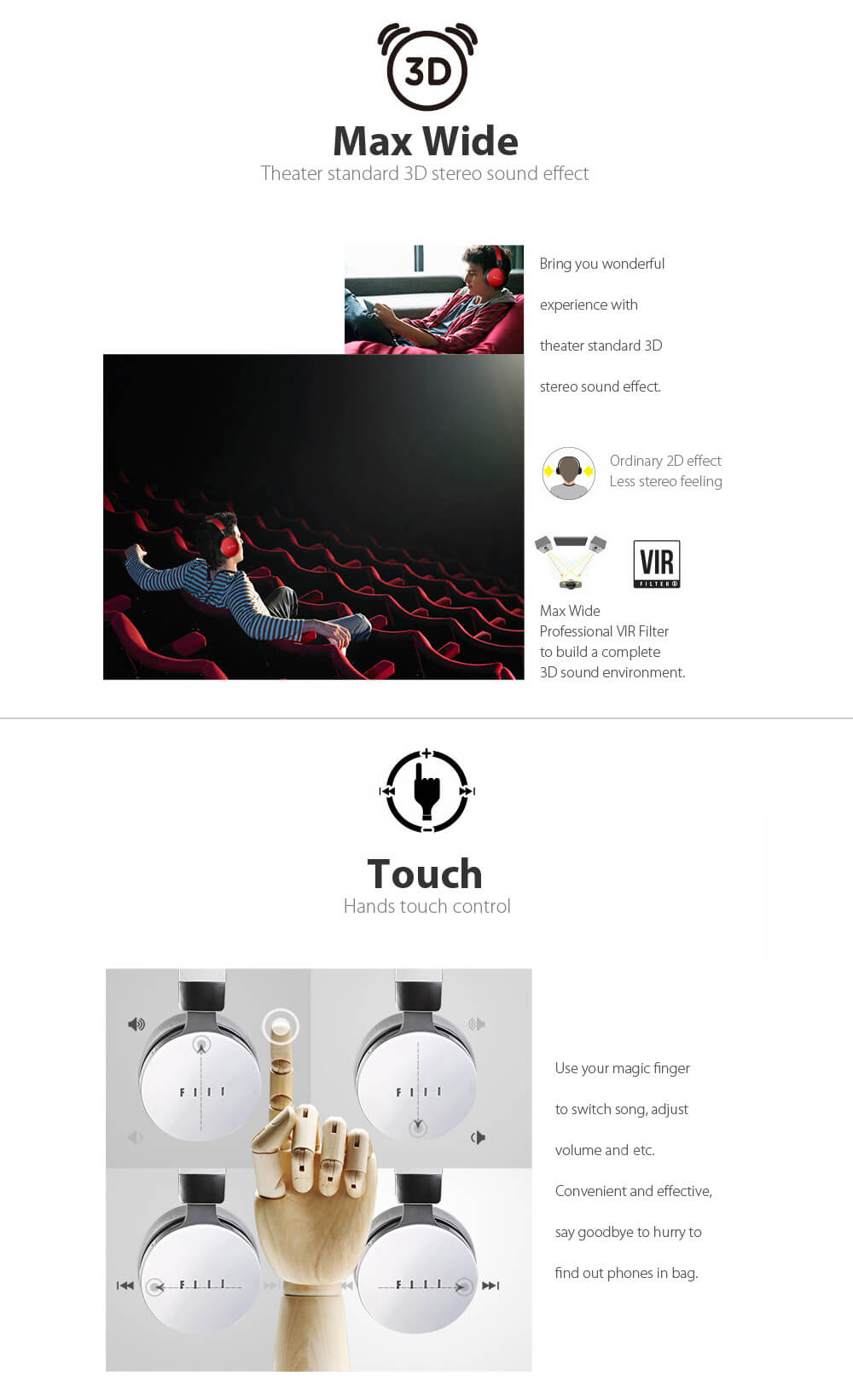 FIIL DIVA Pro Wireless Headphones Bluetooth 4.1 HiFi Music Active Noise Cancelling - Red