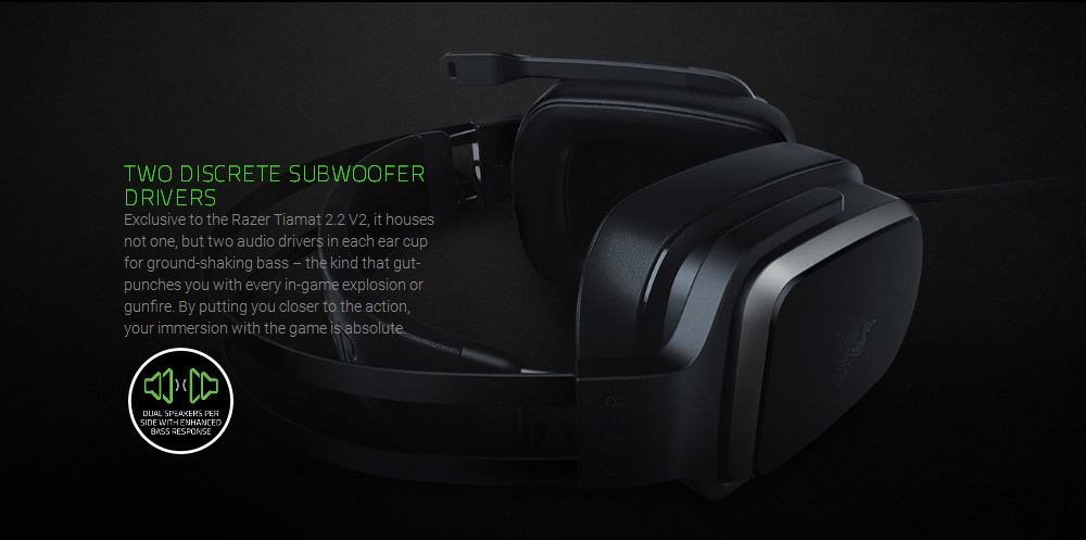 [HK Stock] Razer Tiamat 2.2 V2 Analog Gaming Headset 7.1 Virtual Surround Sound - Black
