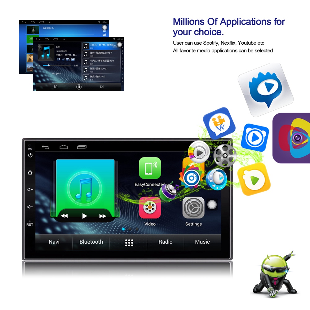 Ezonetronics RM-CT0018 7 Inch Car Player Quad Core WiFi Connection Android 6.0 Bluetooth GPS Stereo Car Display - Black