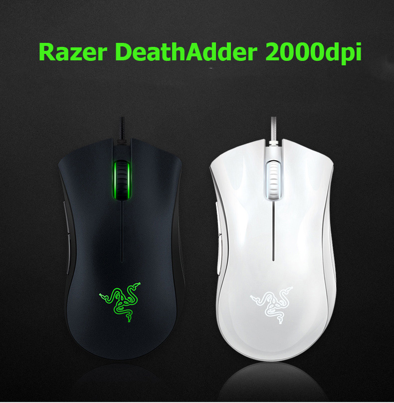 [HK Stock] Razer DeathAdder 2000 Wired Ergonomic Gaming Mouse Green LED Blacklight Right-handed Design - Black